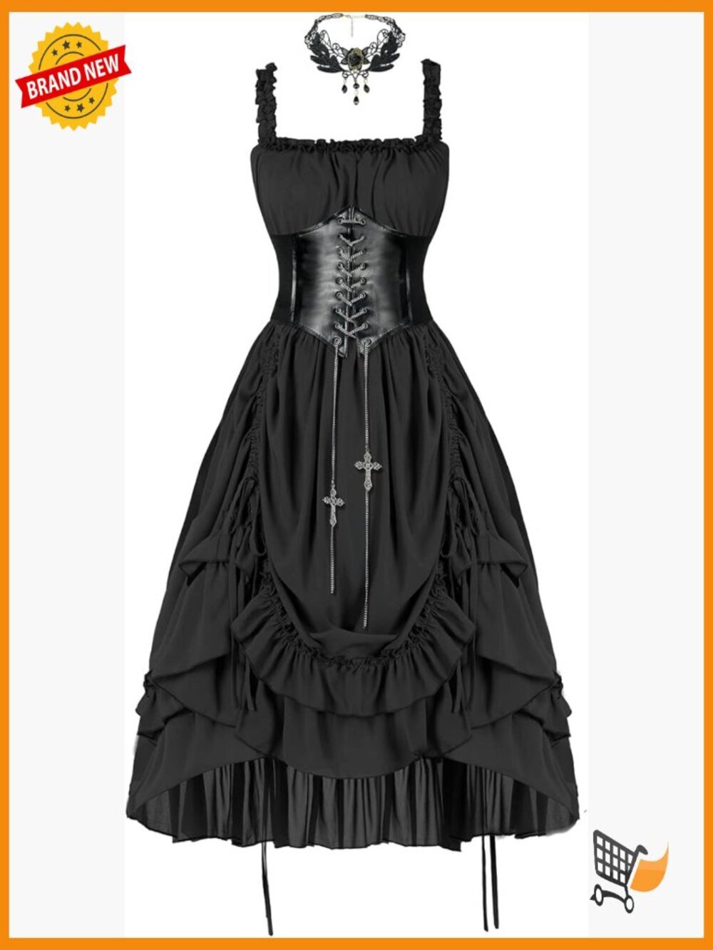 Steampunk Renaissance Victorian High Low Dress with Belt